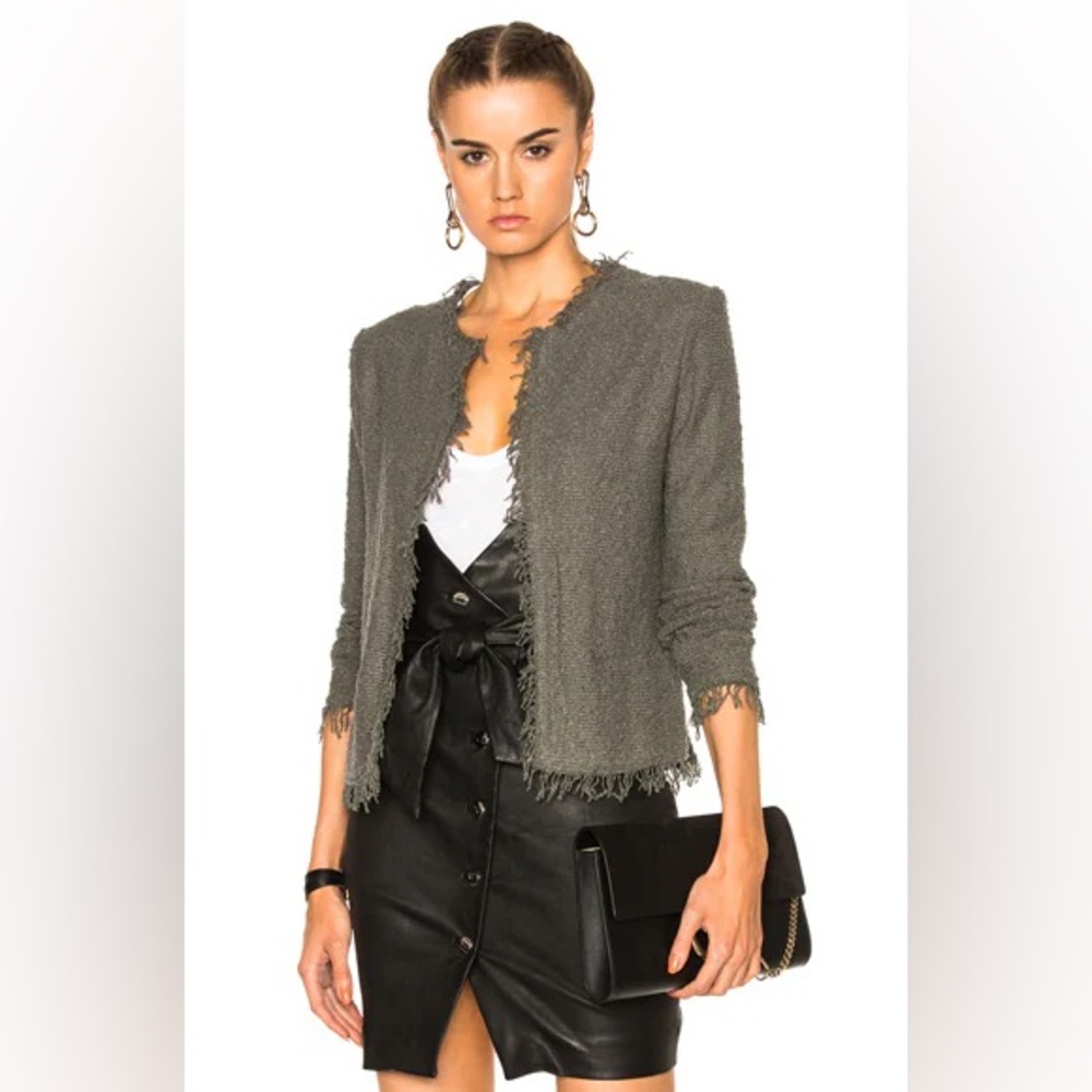 IRO PARÍS SHAVANI FRINGE HEM TWEED JACKET 42